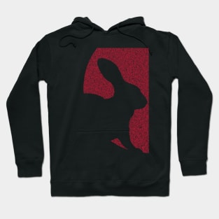 Distressed Minimalistic Red Sun Bunny Silhouette Hoodie